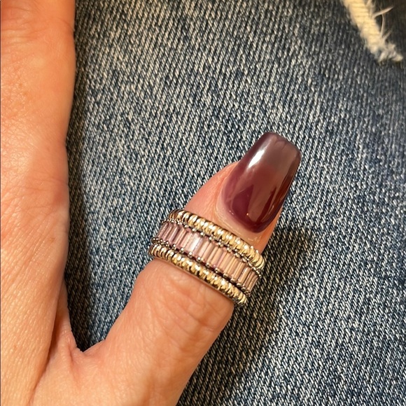 BOMB PARTY Jewelry - BP Luxe Bands - Silver and Rose Quartz - Size 6